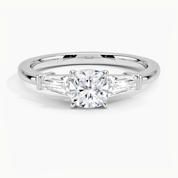 Trifecta Cushion Lab Grown Diamond Engagement Ring