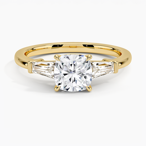 Trifecta Cushion Lab Grown Diamond Engagement Ring