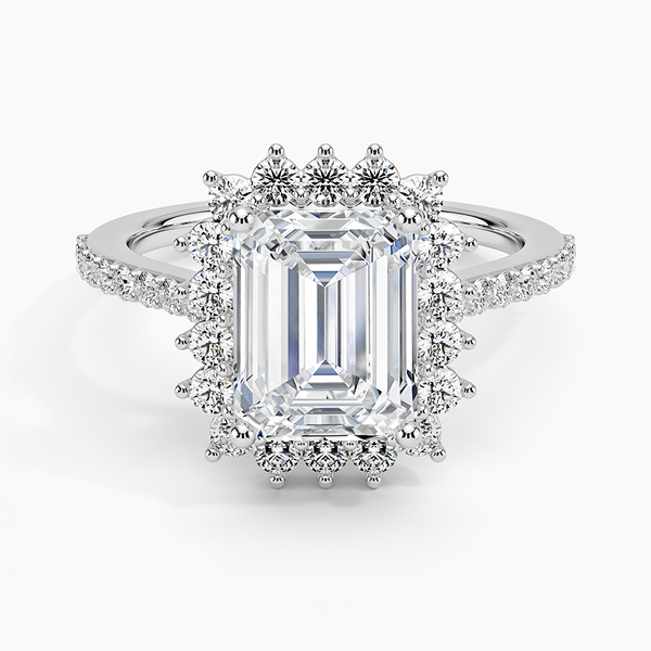 Sun Emerald Lab Grown Diamond Engagement Ring