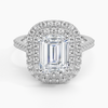 Double Halo Emerald Lab Grown Diamond Engagement Ring