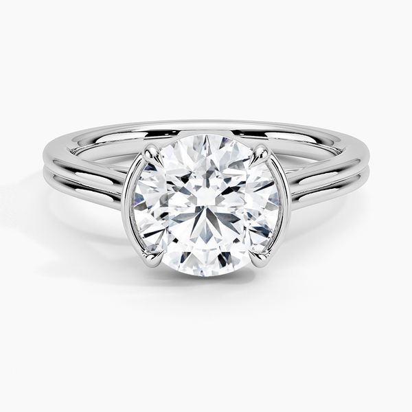 Half Bezel Round Lab Grown Diamond Engagement Ring