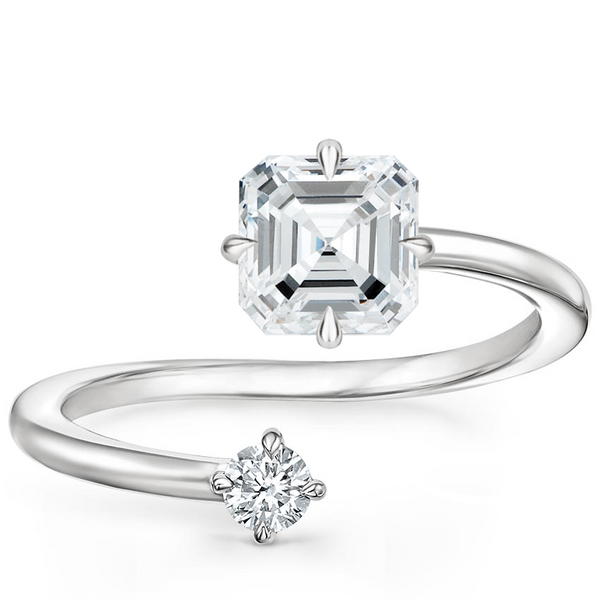 Swirl Toi et Moi Asscher Lab Diamond Ring
