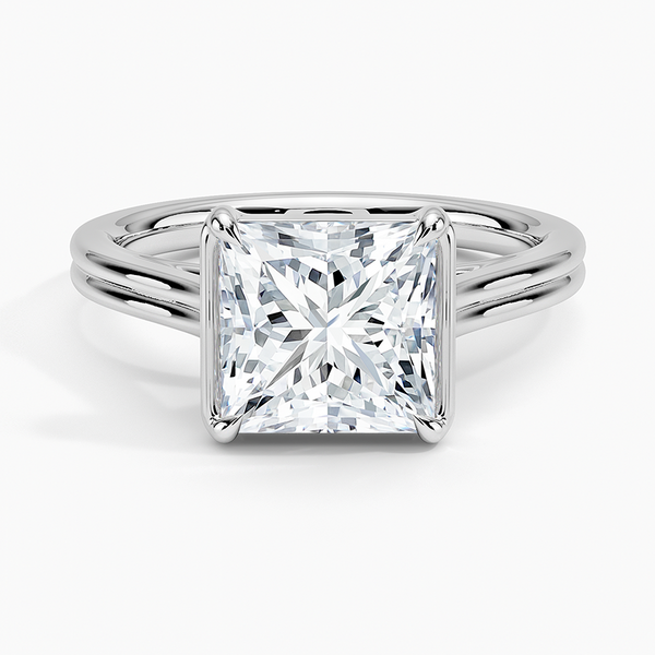 Half Bezel Princess Lab grown Diamond Engagement Ring