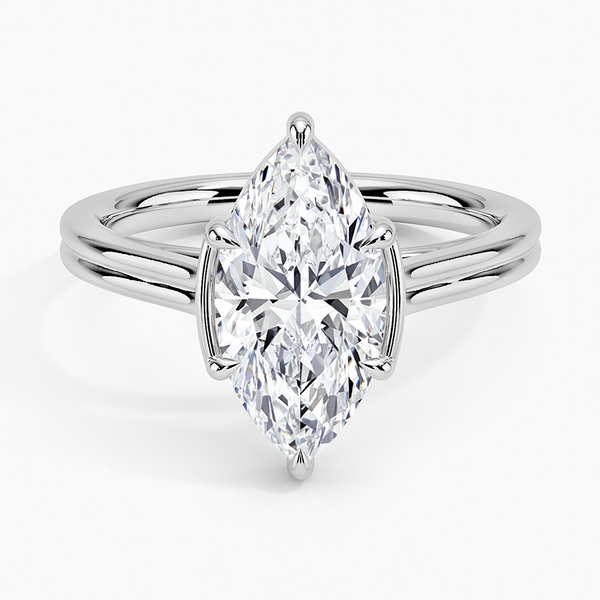 Half Bezel Marquise Lab grown Diamond Engagement Ring