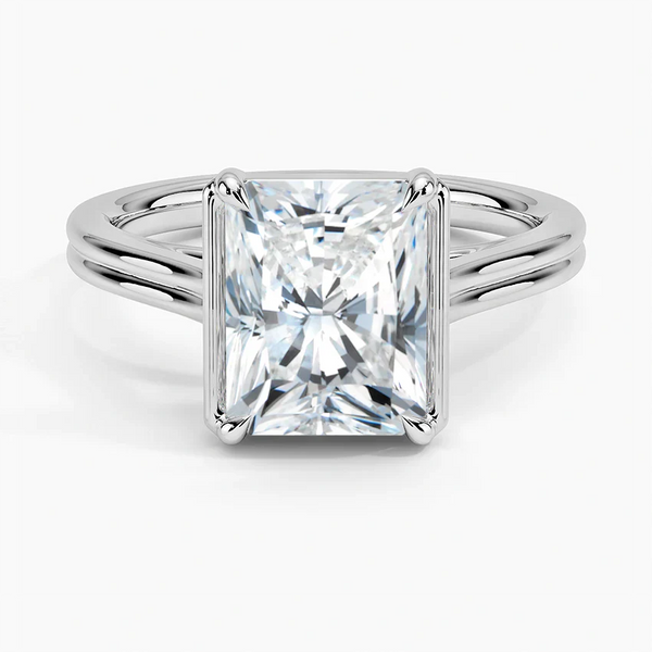 Half Bezel Radiant Lab grown Diamond Engagement Ring