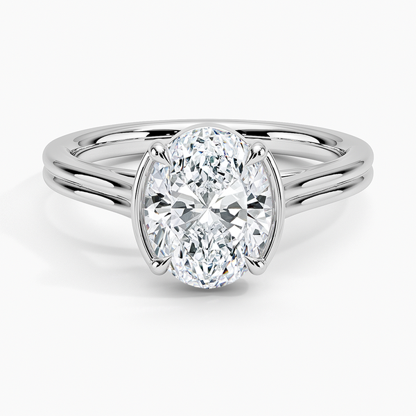 Half Bezel Oval Lab grown Diamond Engagement Ring