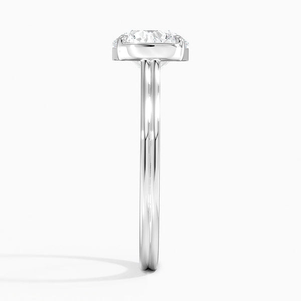 Half Bezel Round Lab Grown Diamond Engagement Ring
