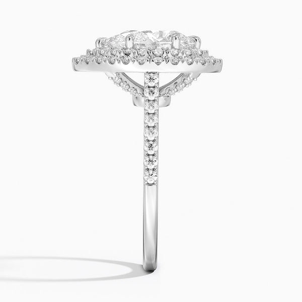 Double Halo Pear Lab Grown Diamond Engagement Ring