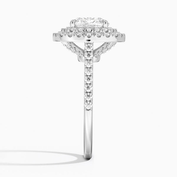 Double Halo Cushion Lab Grown Diamond Engagement Ring