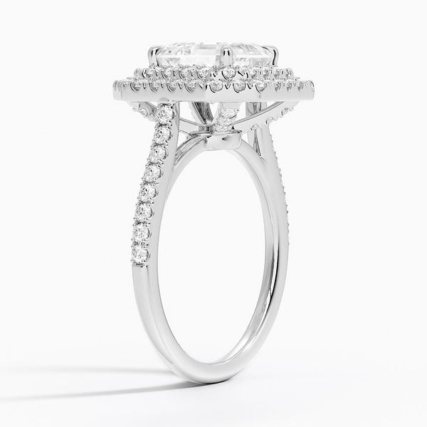 Double Halo Asscher Lab Grown Diamond Engagement Ring