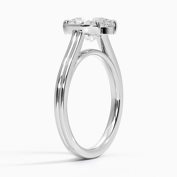 Half Bezel Oval Lab grown Diamond Engagement Ring