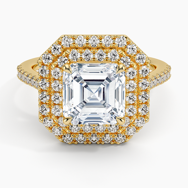 Double Halo Asscher Lab Grown Diamond Engagement Ring