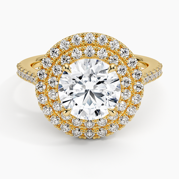 Double Halo Round Lab Grown Diamond Engagement Ring
