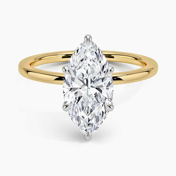 Mixed Metal Marquise Lab Grown Diamond Engagement Ring