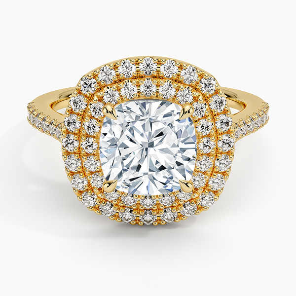 Double Halo Cushion Lab Grown Diamond Engagement Ring