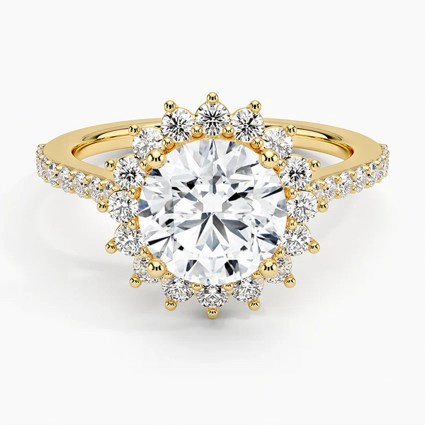 Sun Round Lab Grown Diamond Engagement Ring