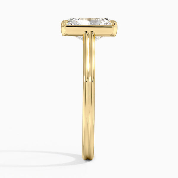 Half Bezel Radiant Lab grown Diamond Engagement Ring