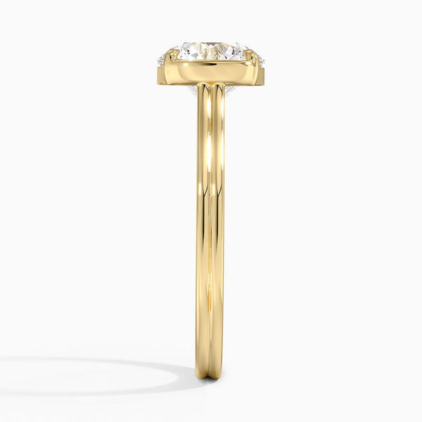 Half Bezel Round Lab Grown Diamond Engagement Ring