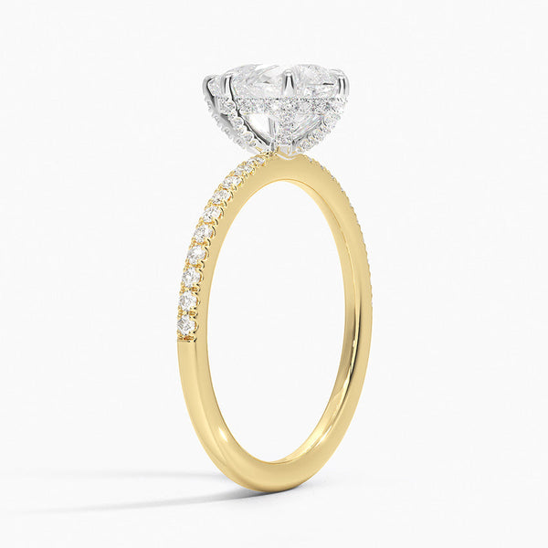 Two Tone Pavé Pear Lab Grown Diamond Engagement Ring
