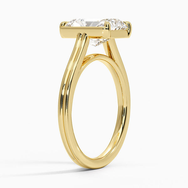 Half Bezel Radiant Lab grown Diamond Engagement Ring