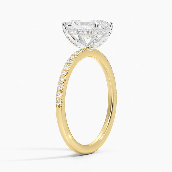 Two Tone Pavé Radiant Lab Grown Diamond Engagement Ring