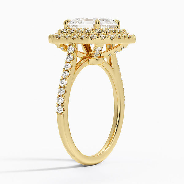 Double Halo Asscher Lab Grown Diamond Engagement Ring