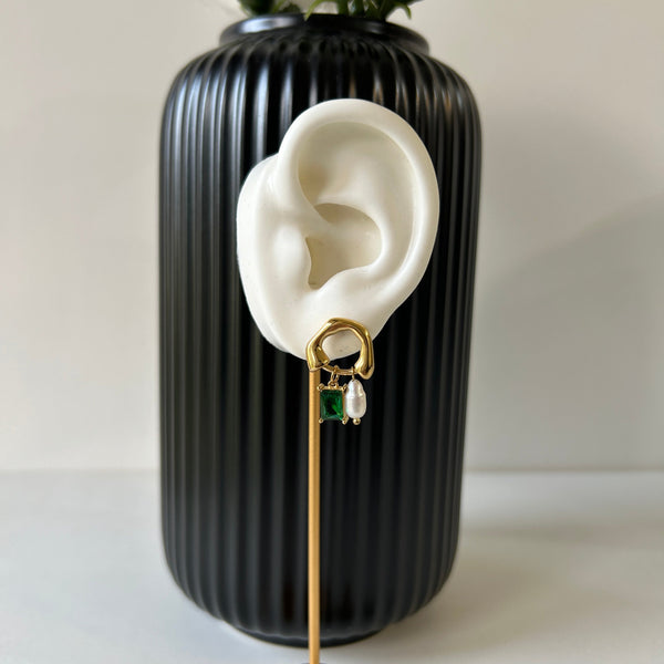 EMERALD BLISS EARRINGS - 18K GOLD PLATED