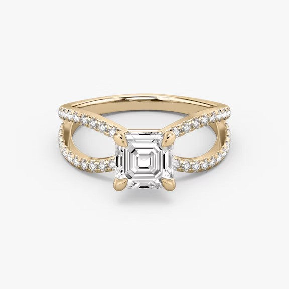 Butterfly Asscher Pavéful Lab Diamond Engagement Ring