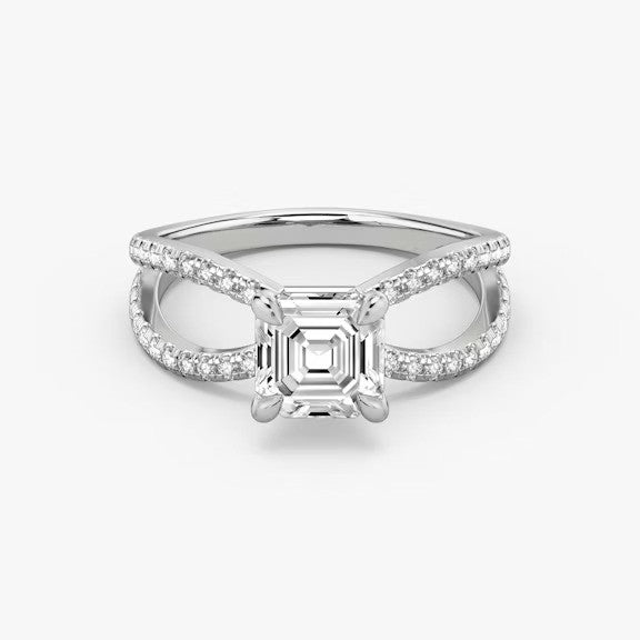 Butterfly Asscher Pavéful Lab Diamond Engagement Ring