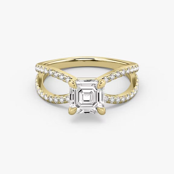 Butterfly Asscher Pavéful Lab Diamond Engagement Ring