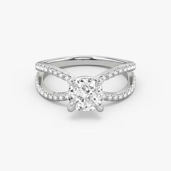 Butterfly Cushion Pavéful Lab Diamond Engagement Ring