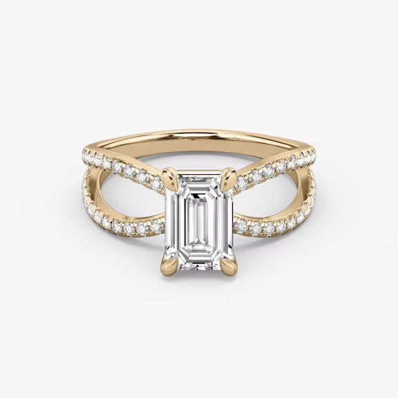 Butterfly Emerald Pavéful Lab Diamond Engagement Ring