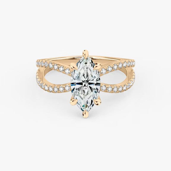 Butterfly Marquise Pavéful Lab Diamond Engagement Ring