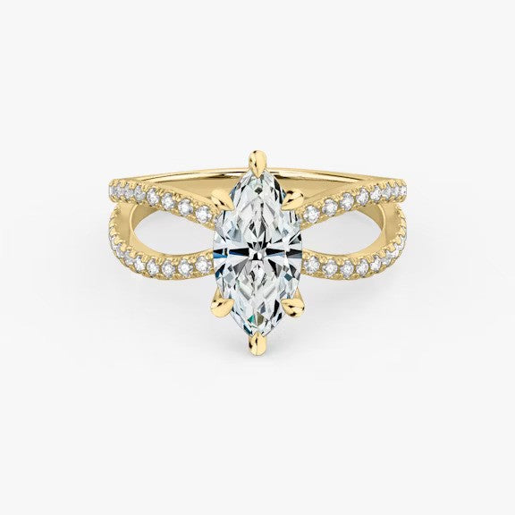 Butterfly Marquise Pavéful Lab Diamond Engagement Ring