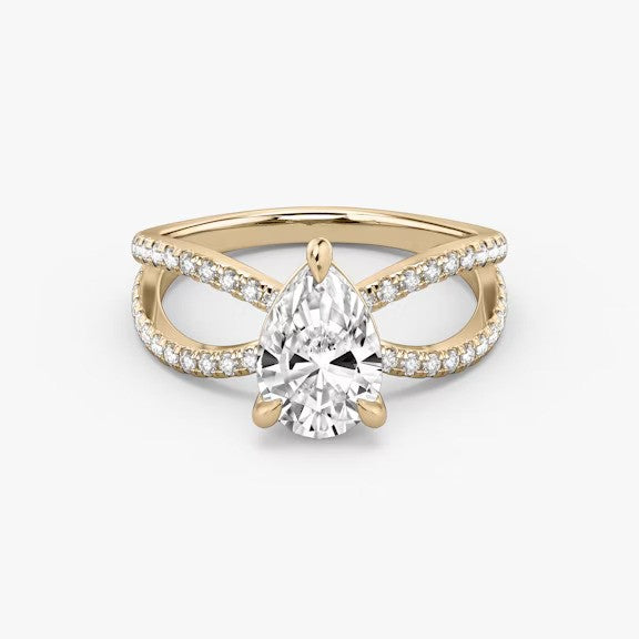 Butterfly Pear Pavéful Lab Diamond Engagement Ring