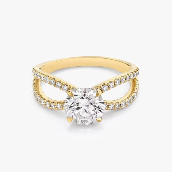 Butterfly Round Pavéful Lab Diamond Engagement Ring