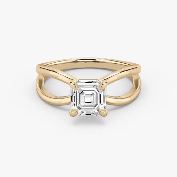 Butterfly Asscher Lab Diamond Engagement Ring