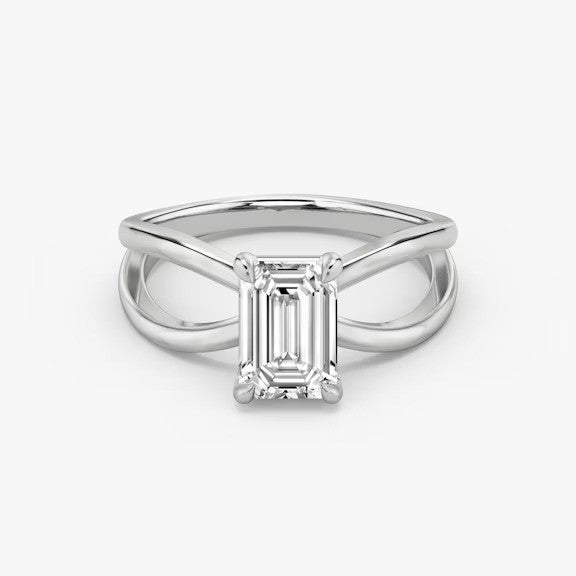 Butterfly Emerald Lab Diamond Engagement Ring