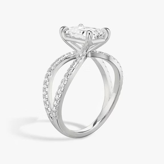 Butterfly Emerald Pavéful Lab Diamond Engagement Ring