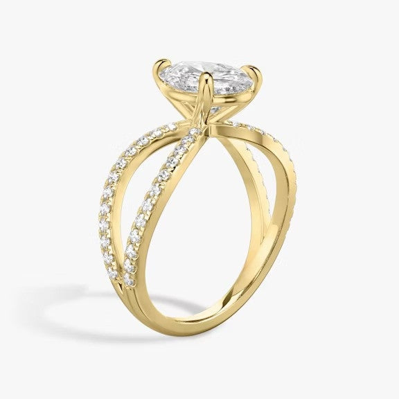 Butterfly Pear Pavéful Lab Diamond Engagement Ring