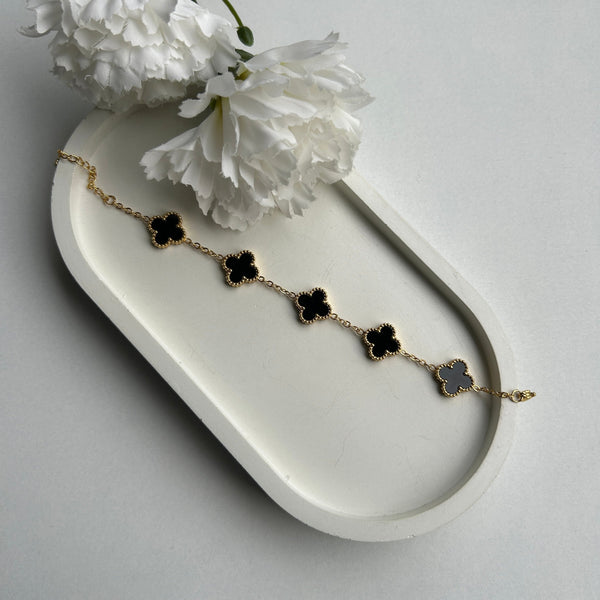 BLACK CLOVER BRACELET - 18K GOLD-PLATED