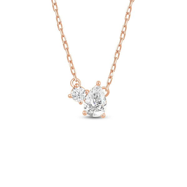 Toi et Moi Round & Pear Lab Grown Diamond Pendant