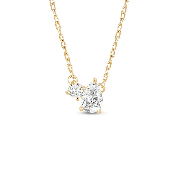Toi et Moi Round & Pear Lab Grown Diamond Pendant