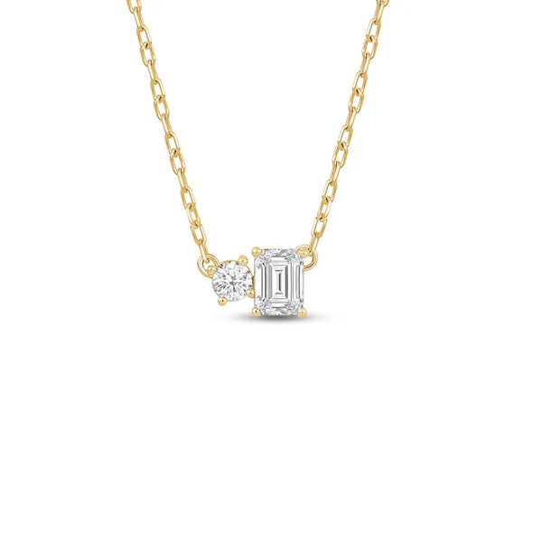 Toi Et Moi Round & Emerald Lab Grown Diamond Pendant