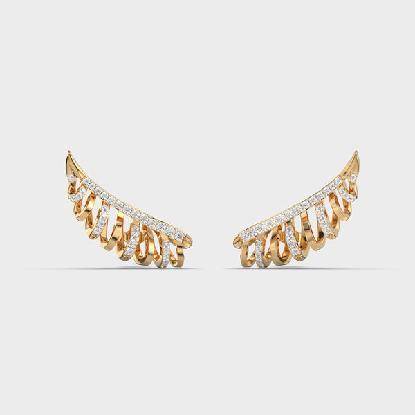 Side Swirl Diamond Stud Earcuffs