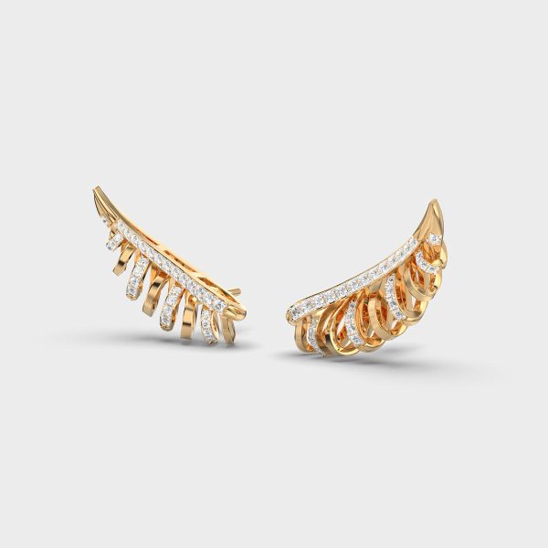 Side Swirl Diamond Stud Earcuffs