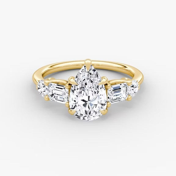 Anomaly Pear & Emerald Lab Grown Diamond Engagement Ring