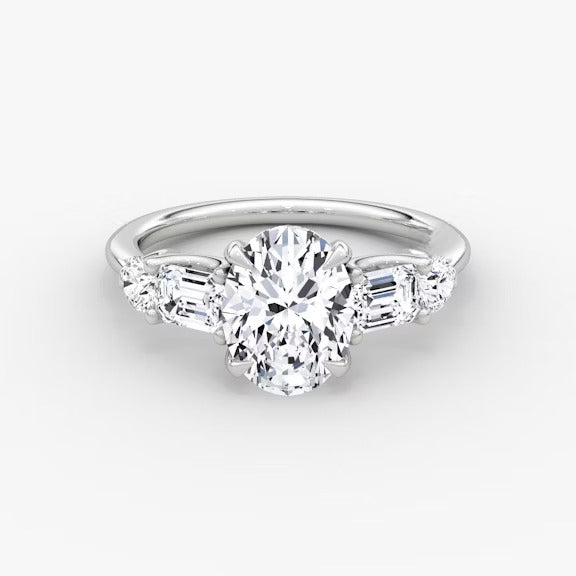 Anomaly Oval & Emerald Lab Grown Diamond Engagement Ring