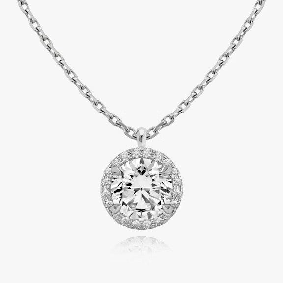 Vertical Round Princess Lab Diamond Pendant