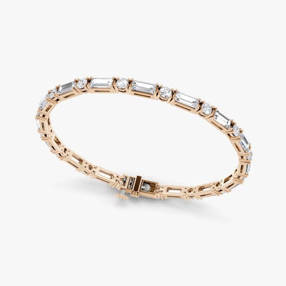 Round & Baguette Lab Diamond Tennis Bracelet